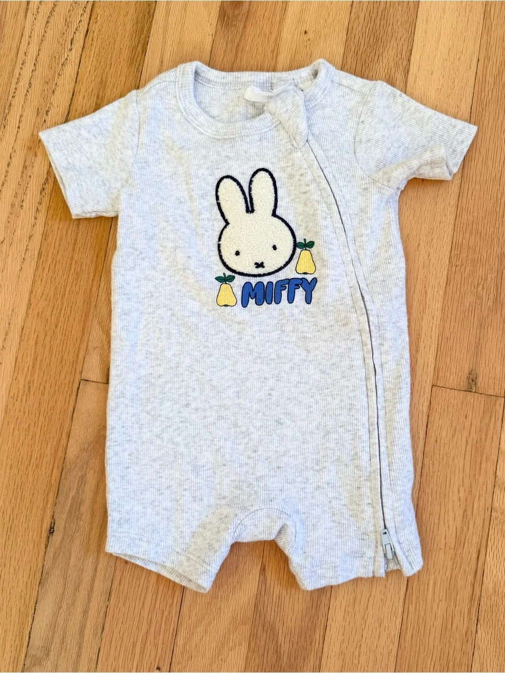 COTTON ON Miffy Gray Baby Romper with Pears